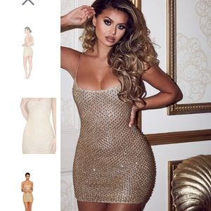 Oh Polly beaded shimmer glitter sheer mini dress